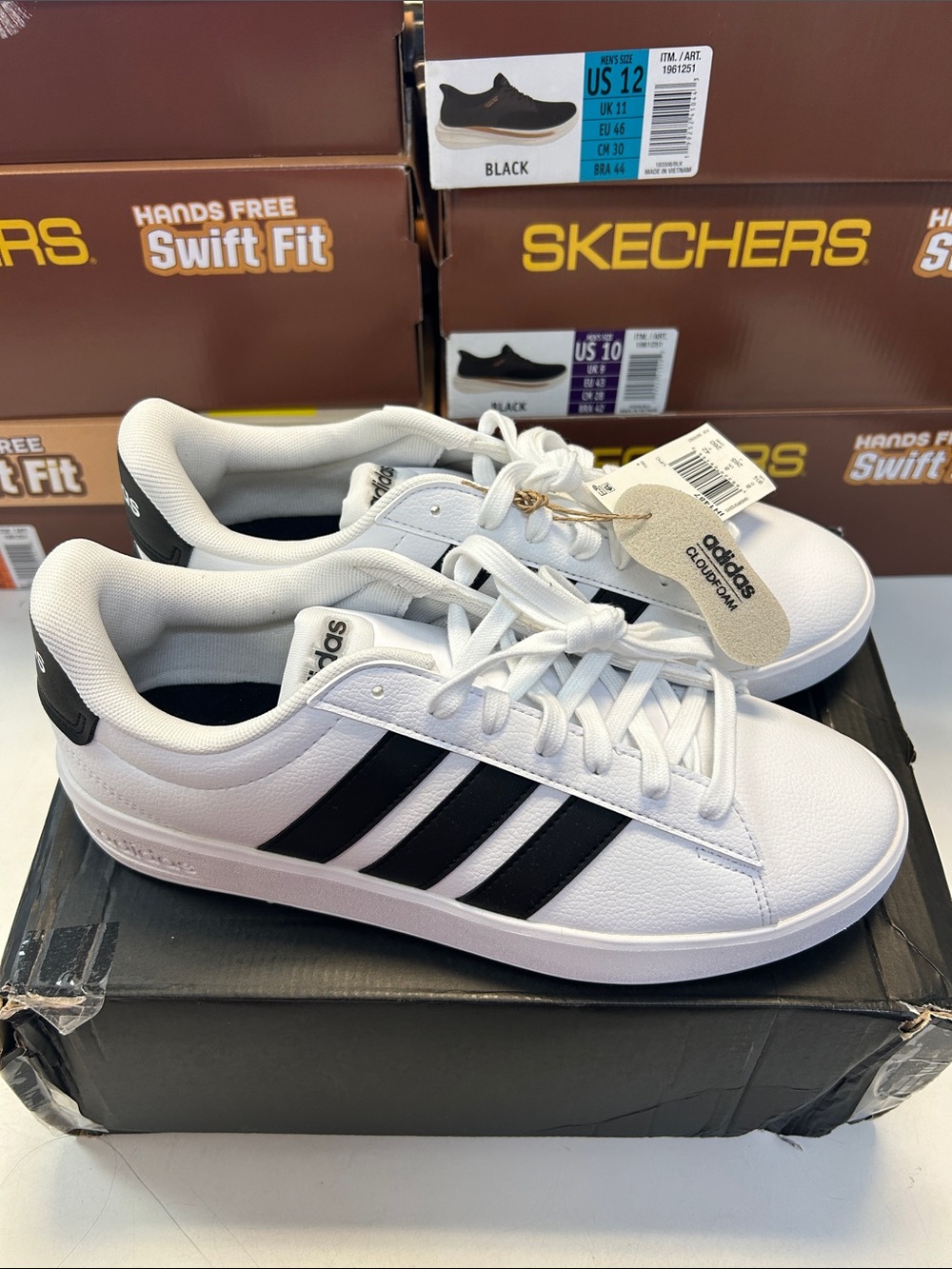 adidas Grand Court 3.0 Womens Size 9.5 White Black Low Top Sneakers IH1487 - Picture 4 of 5